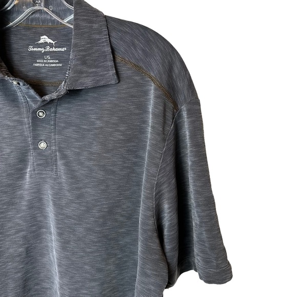 Tommy Bahama Polo Mens Collared 1/4 Button Short Sleeve Tencel Gray Large - Picture 2 of 11